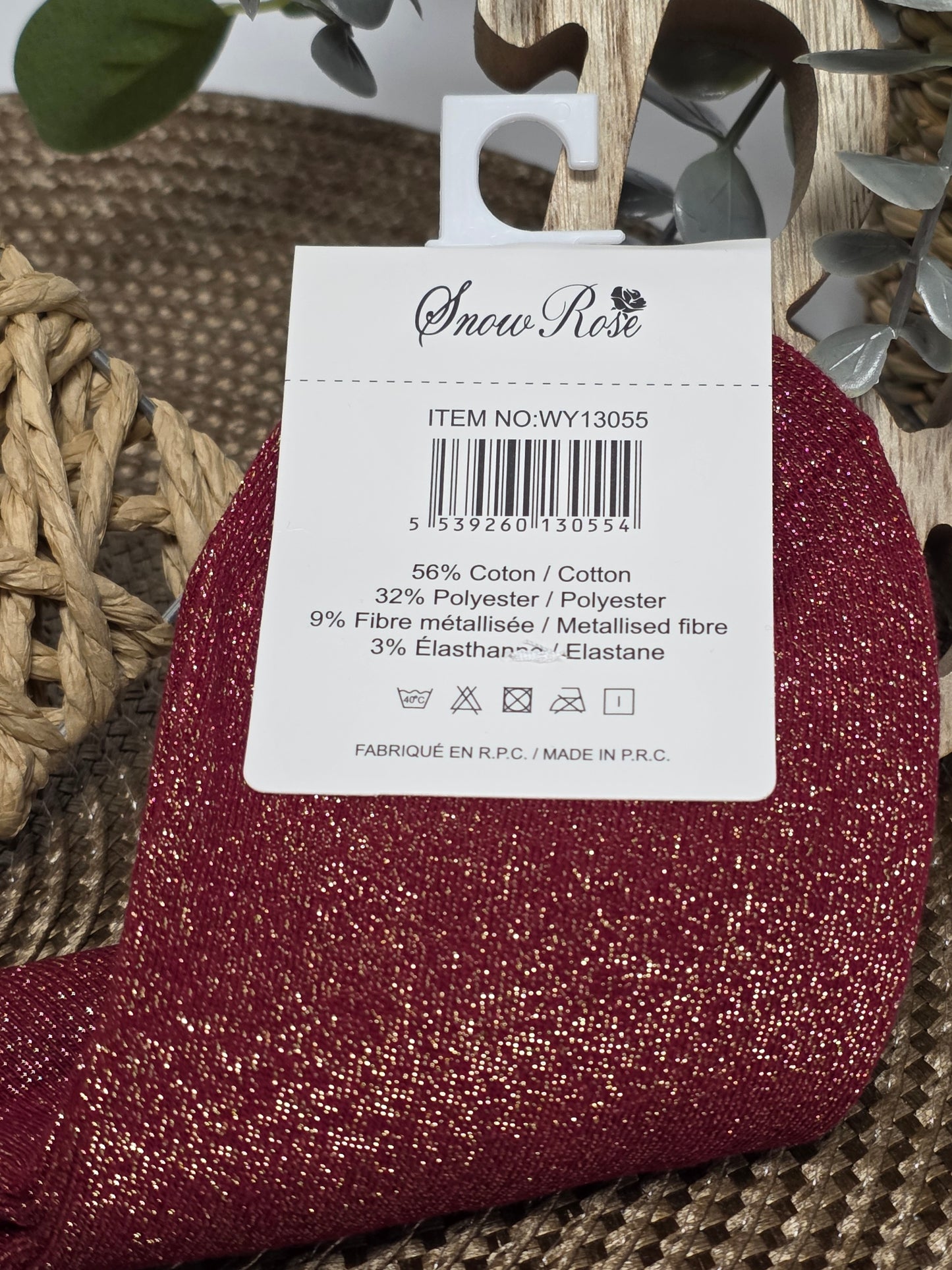 SEXY - Chaussette à Paillette Bordeaux