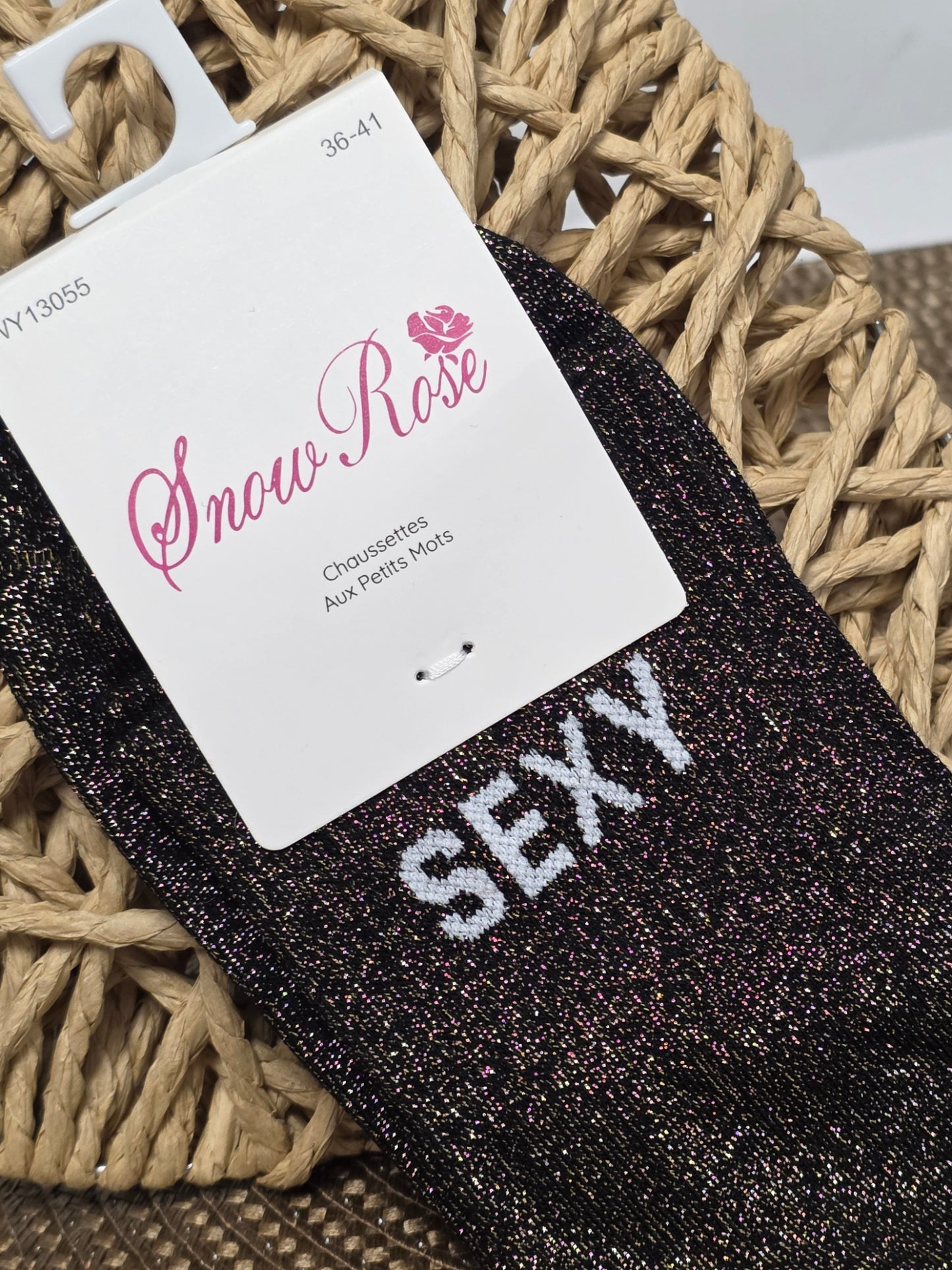 SEXY - Chaussette à Paillette Noir