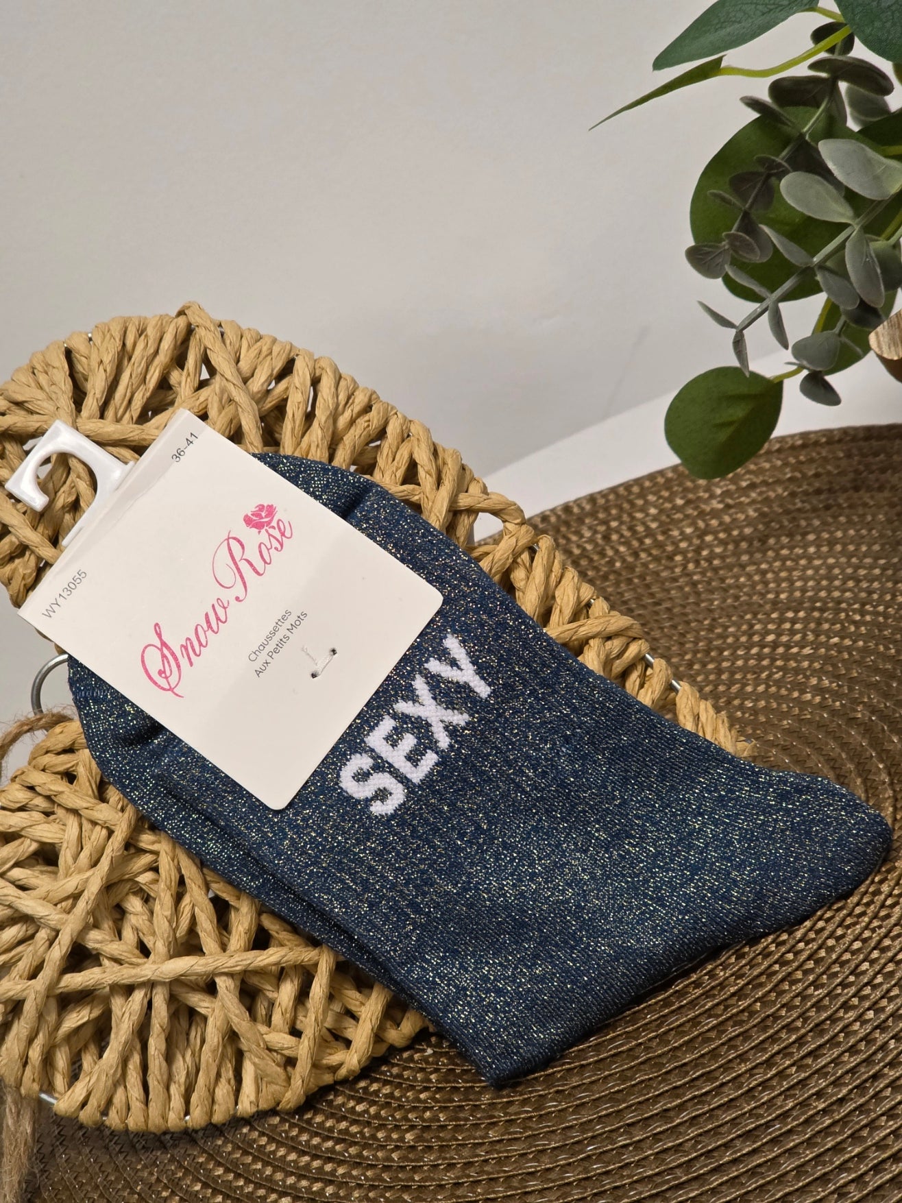 SEXY - Chaussette à Paillette Bleu