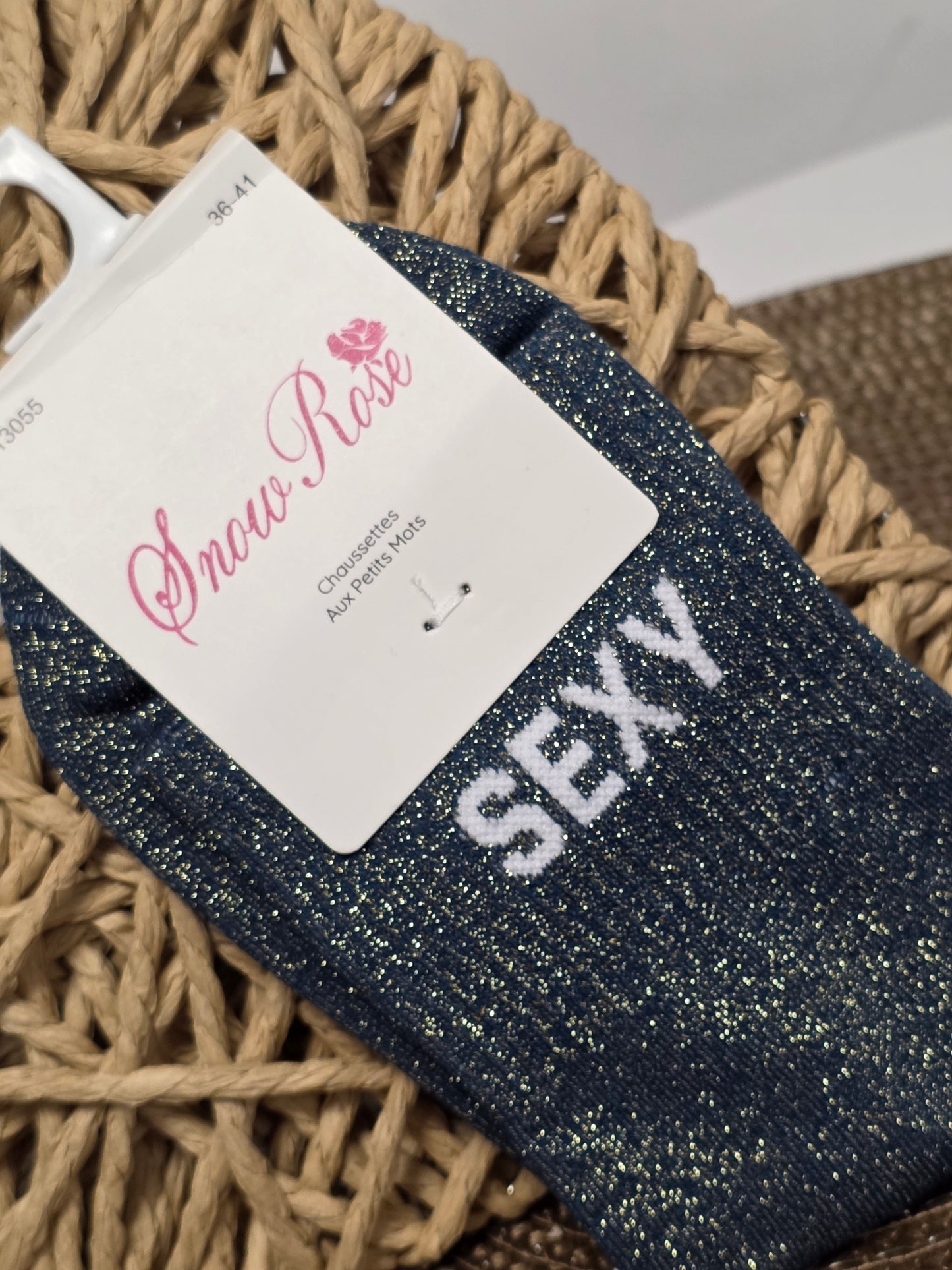 SEXY - Chaussette à Paillette Bleu