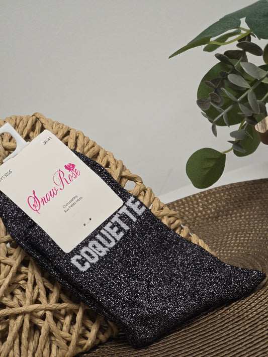 COQUETTE - Chaussette à Paillette Noir