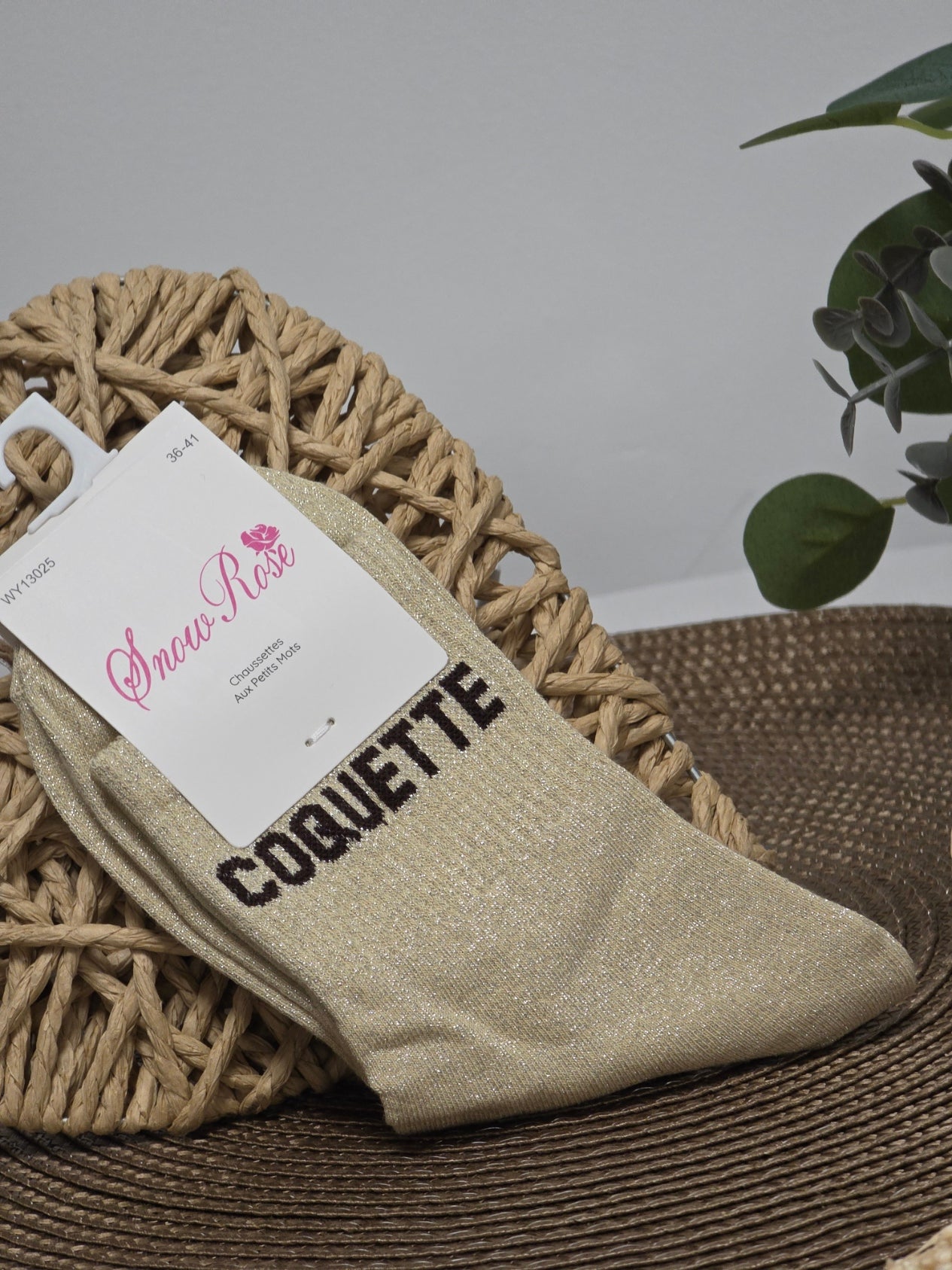 COQUETTE - Chaussette à Paillette Beige Clair