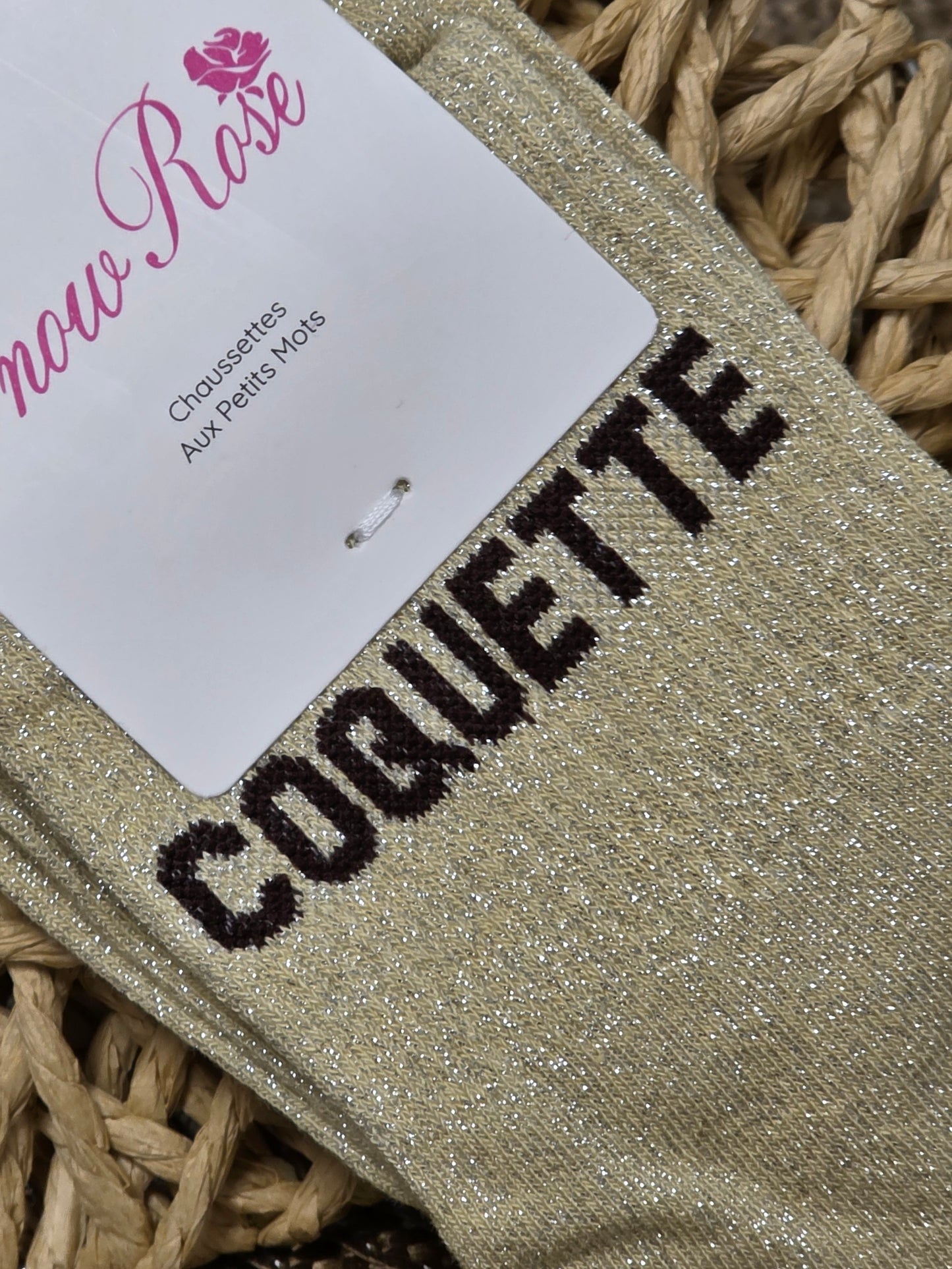 COQUETTE - Chaussette à Paillette Beige Clair