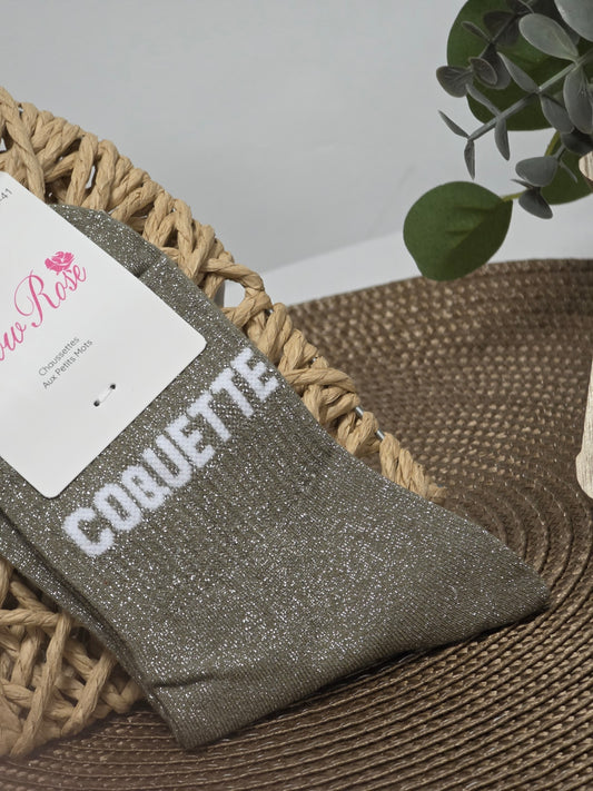 COQUETTE - Chaussette à Paillette Kaki