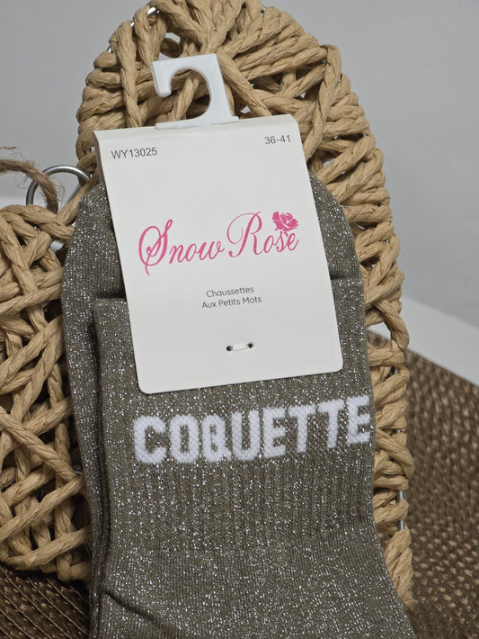 COQUETTE - Chaussette à Paillette Kaki