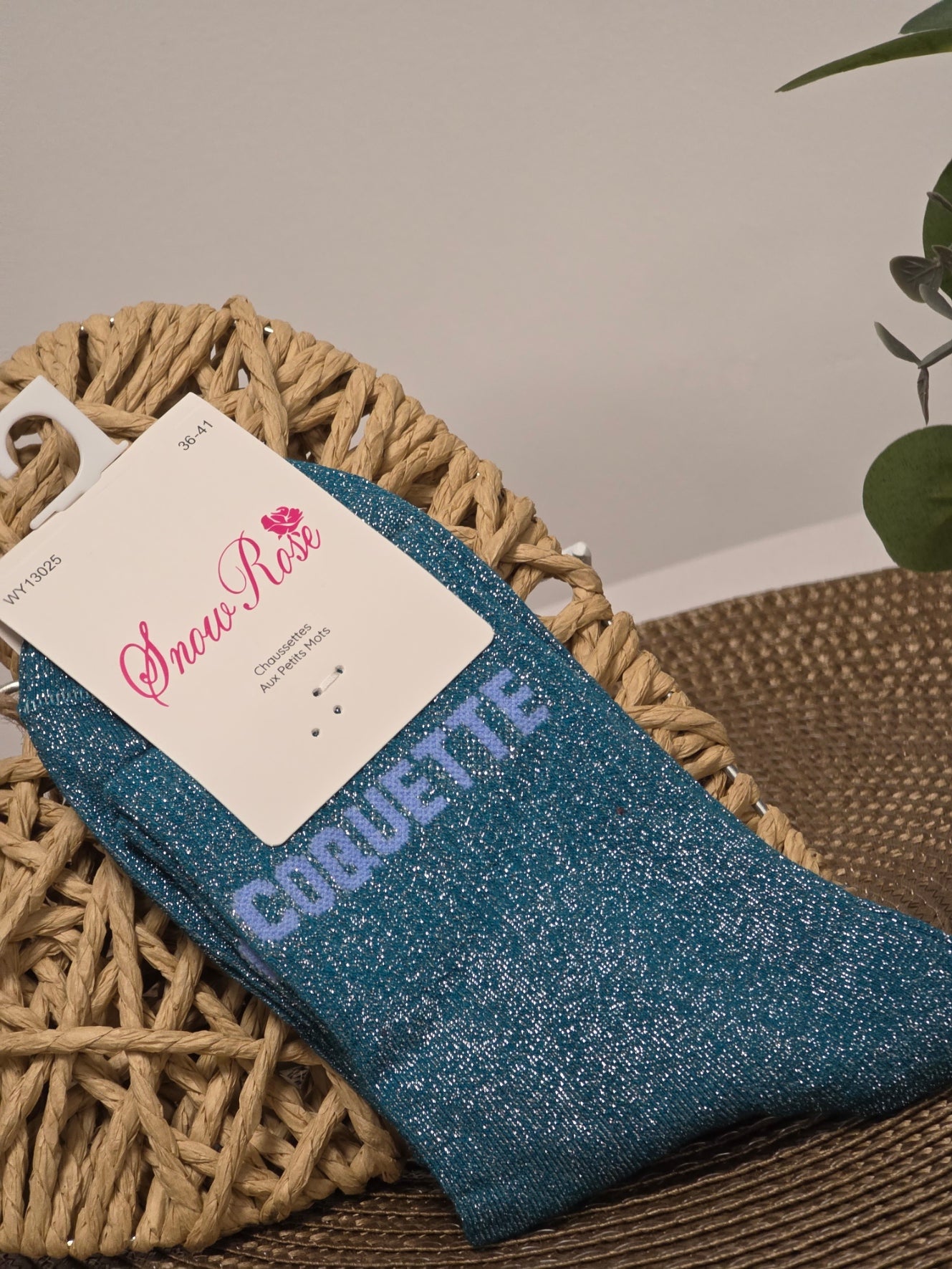COQUETTE - Chaussette à Paillette Bleu Pétrole