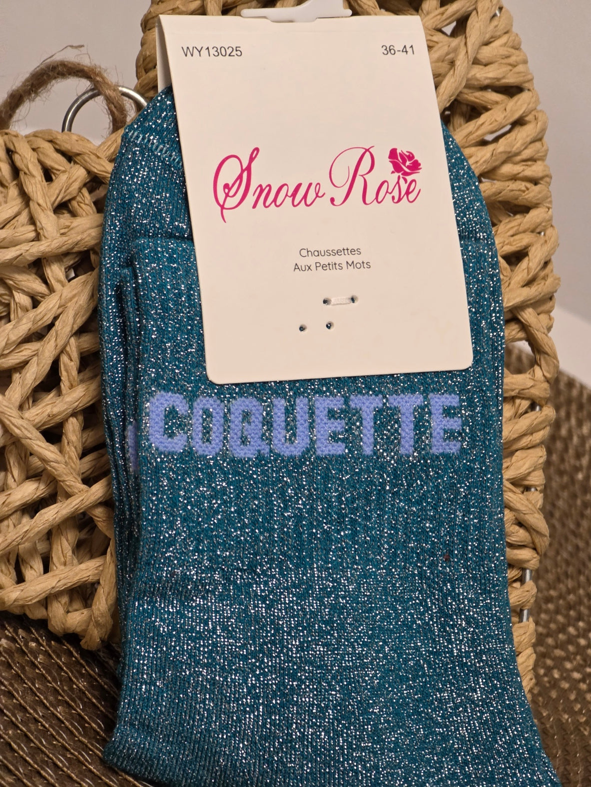 COQUETTE - Chaussette à Paillette Bleu Pétrole