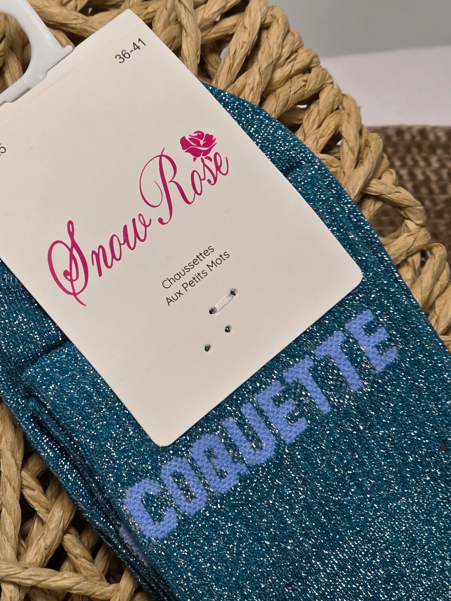 COQUETTE - Chaussette à Paillette Bleu Pétrole