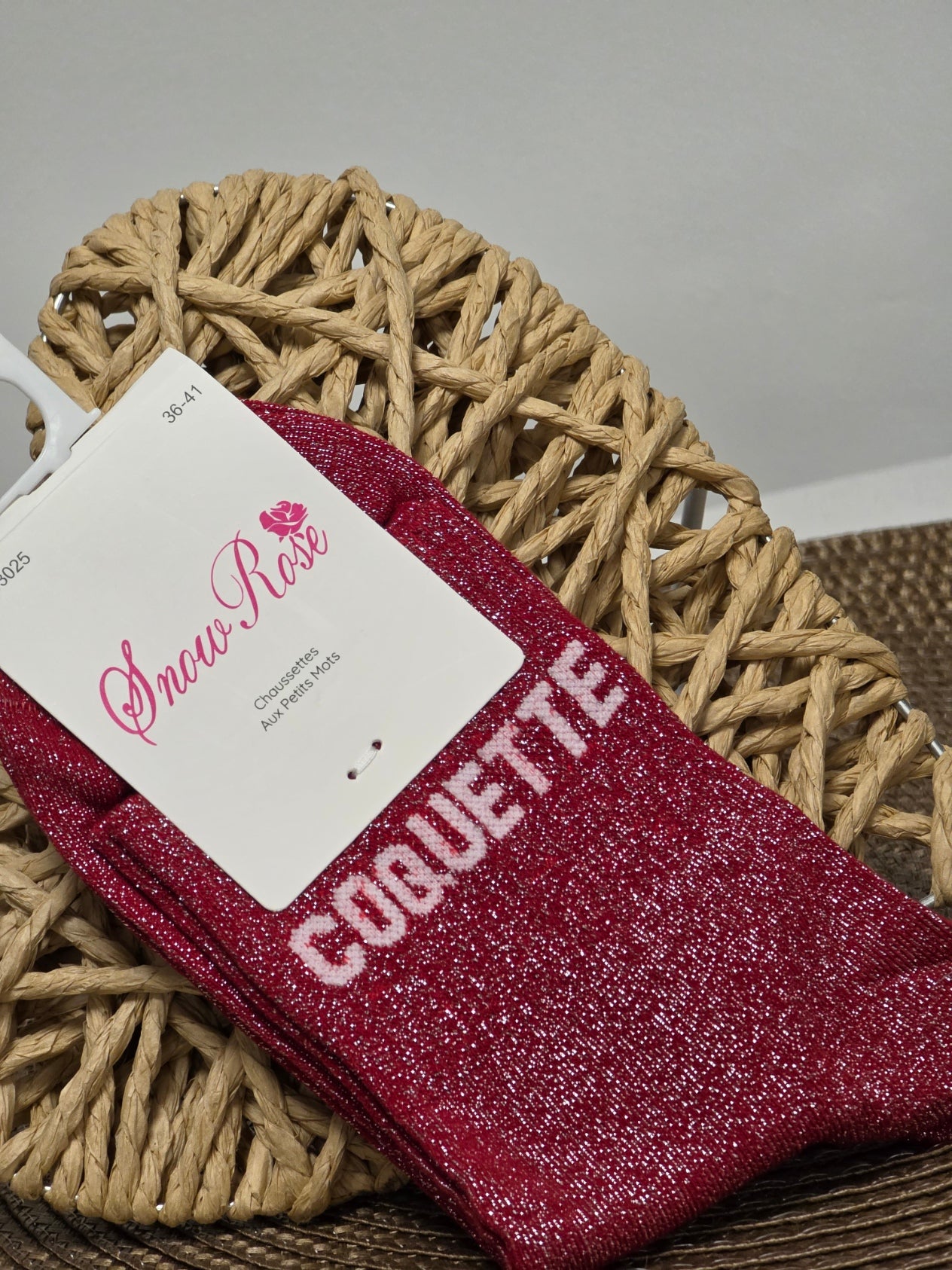 COQUETTE - Chaussette à Paillette Bordeaux
