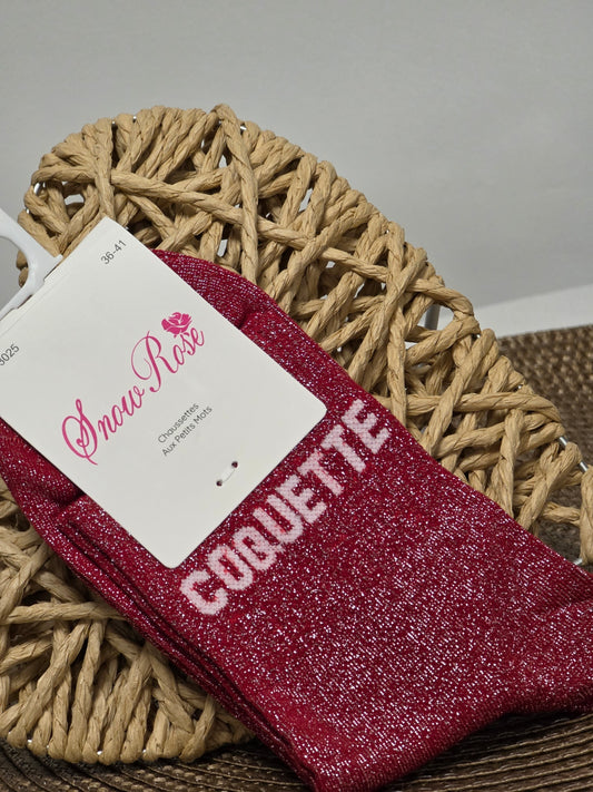 COQUETTE - Chaussette à Paillette Bordeaux