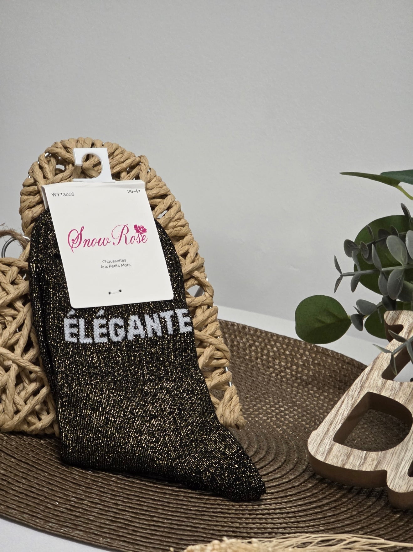 ELEGANTE - Chaussette à Paillette Noir