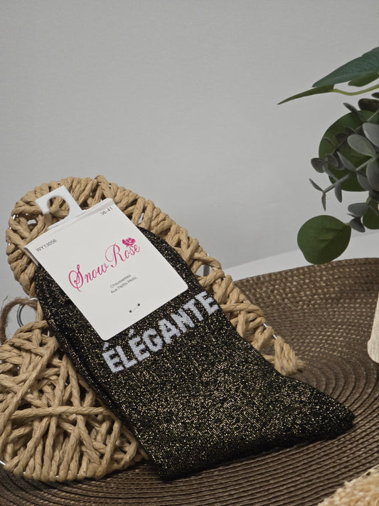 ELEGANTE - Chaussette à Paillette Noir