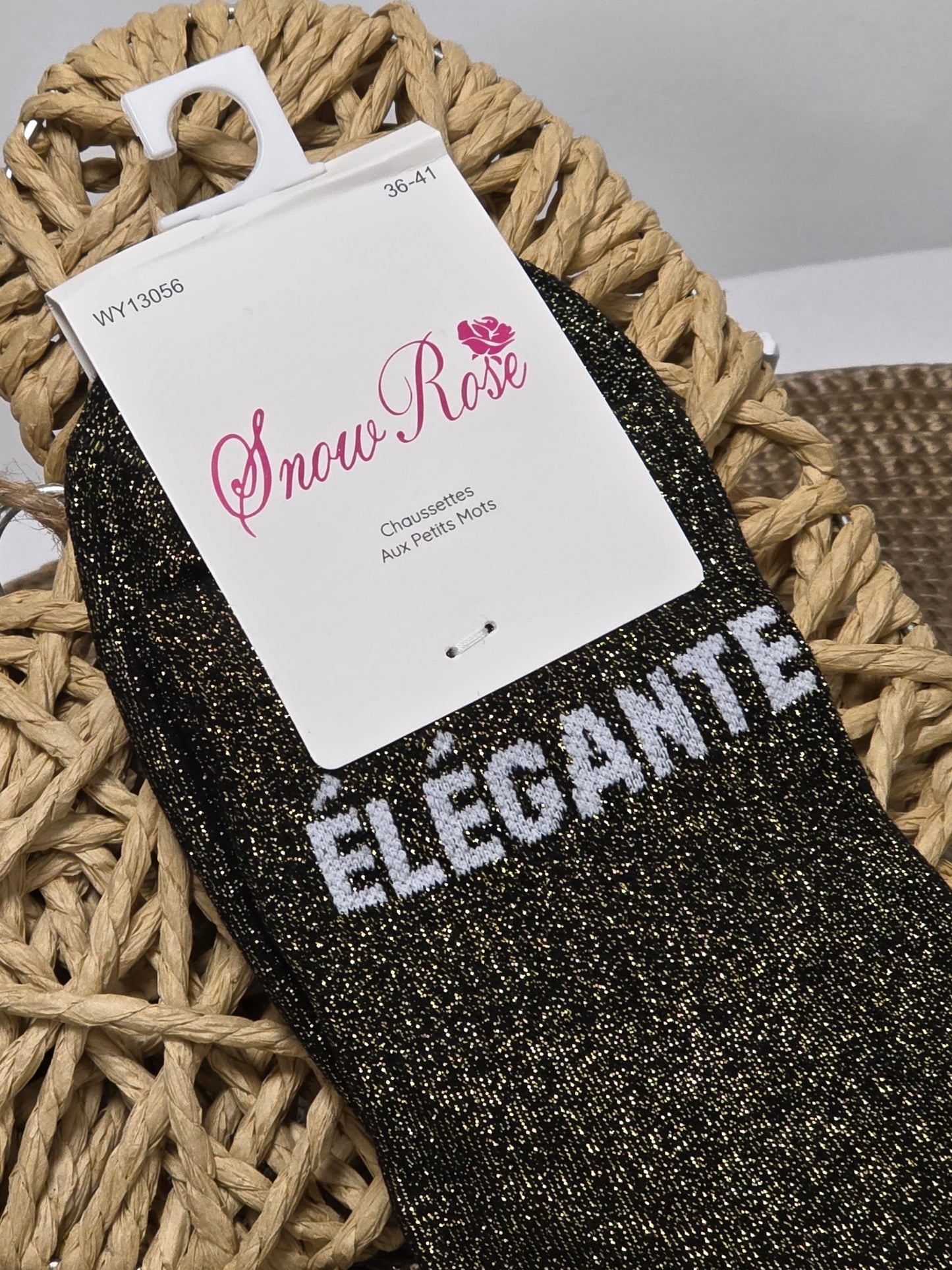 ELEGANTE - Chaussette à Paillette Noir