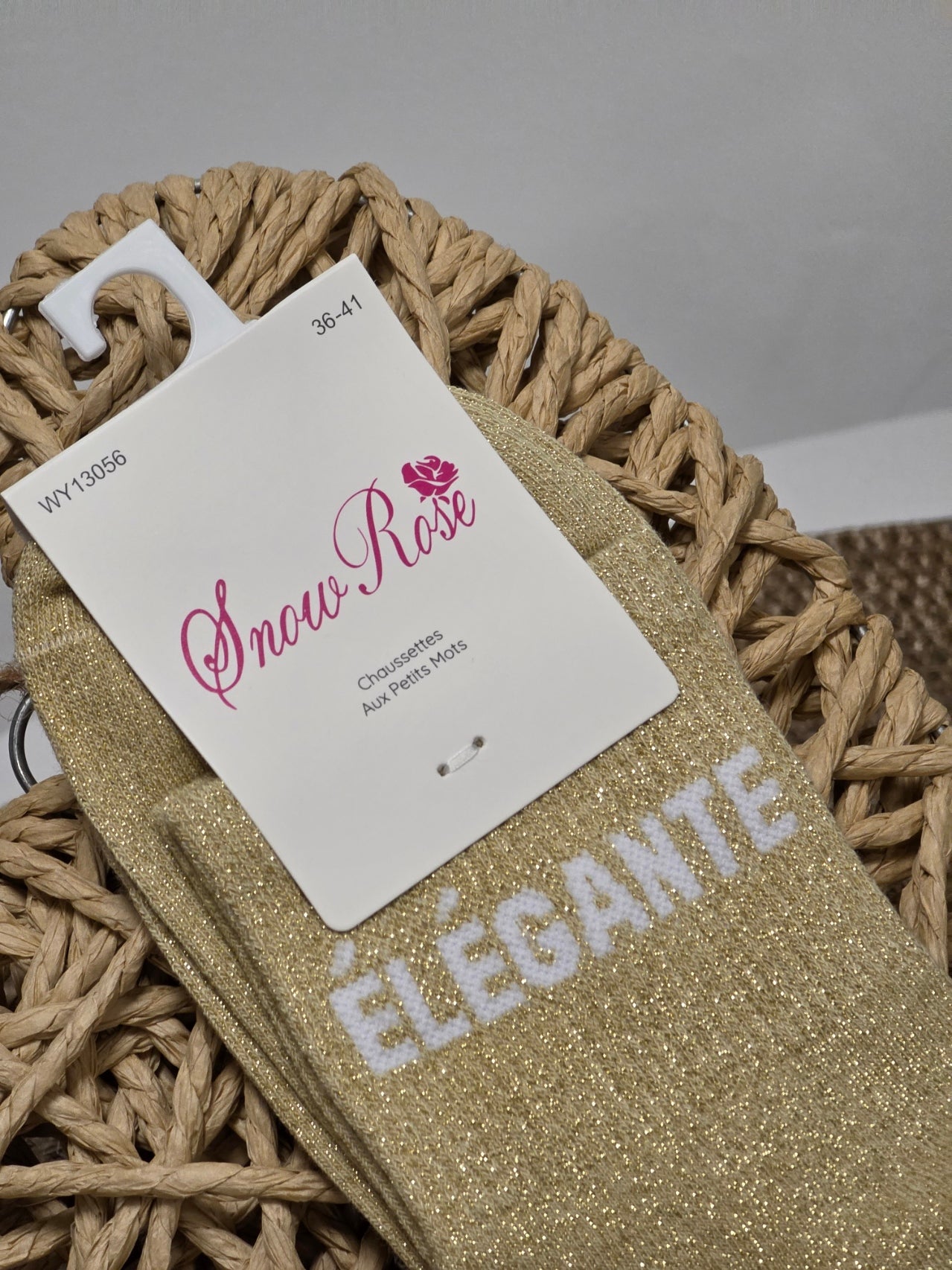 ELEGANTE - Chaussette à Paillette Beige