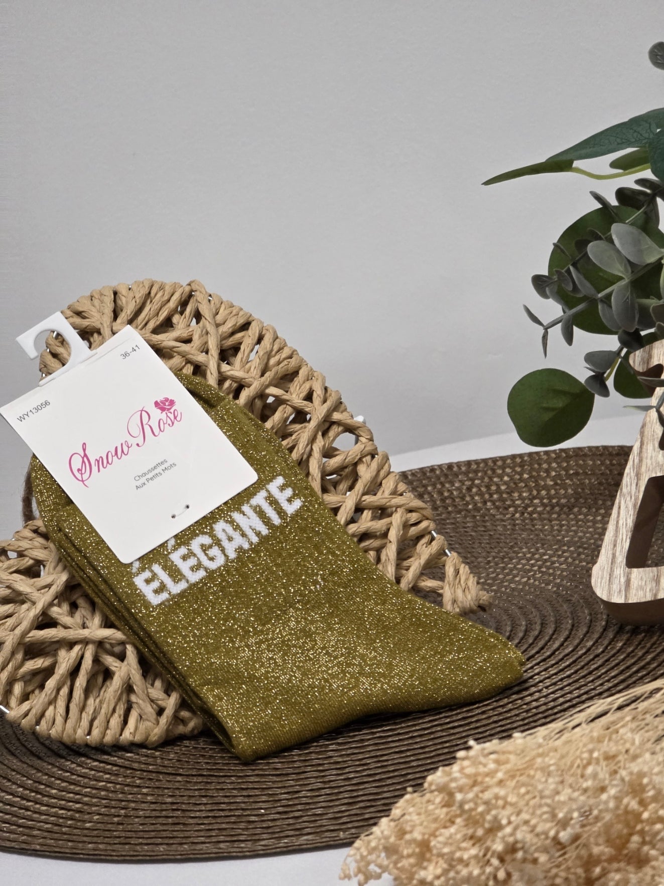 ELEGANTE - Chaussette à Paillette Vert