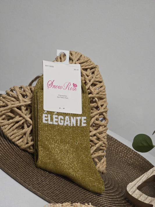 ELEGANTE - Chaussette à Paillette Vert