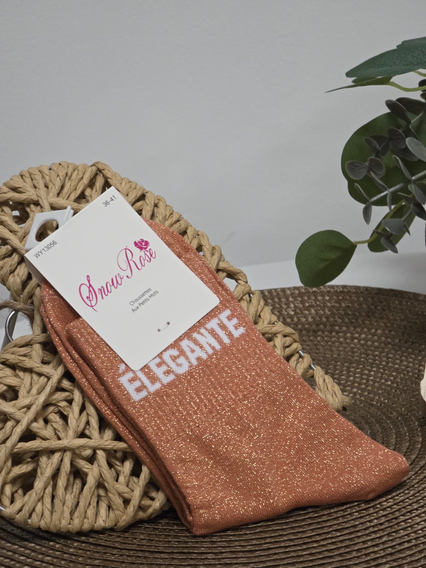 ELEGANTE - Chaussette à Paillette Orange