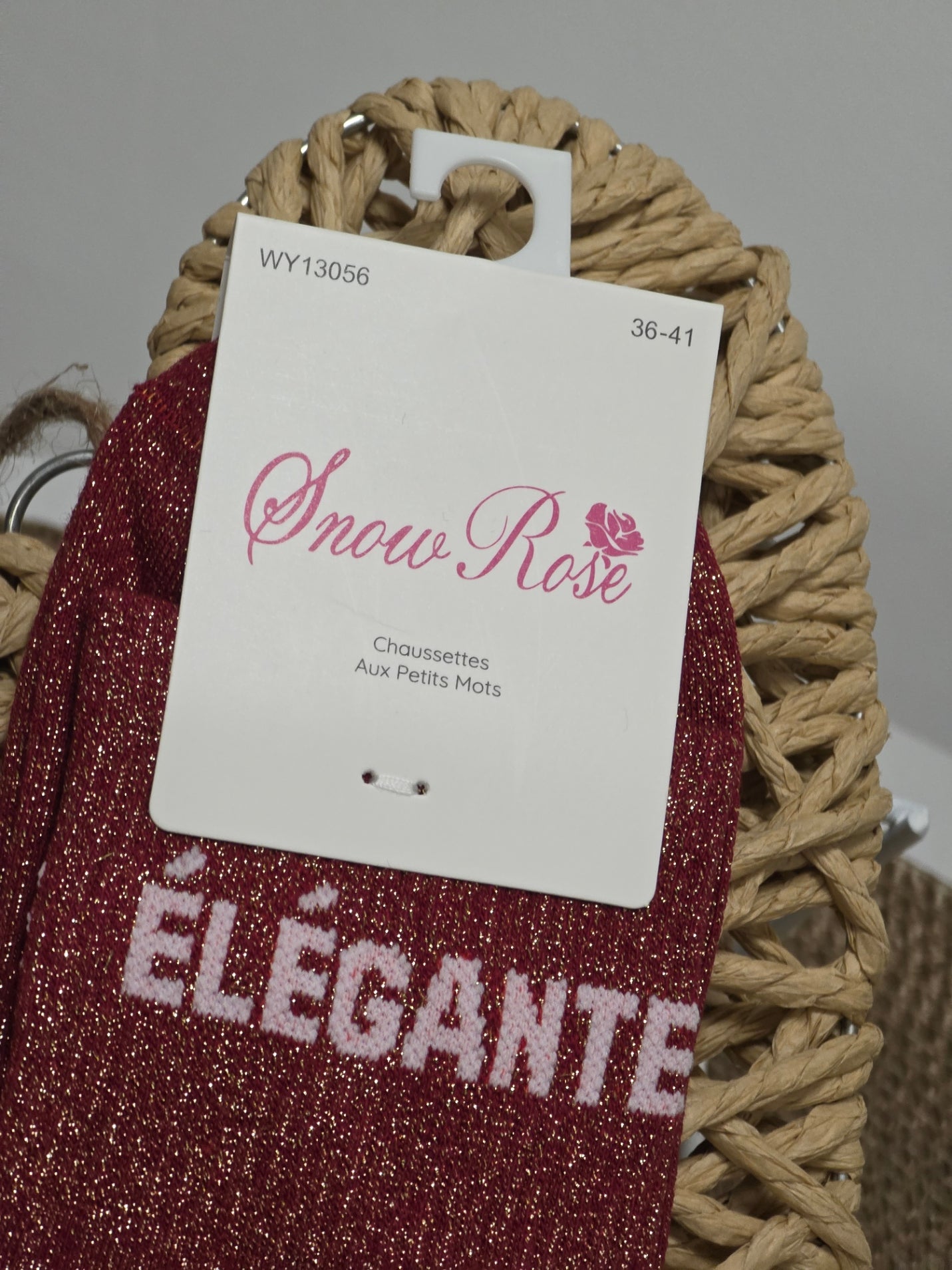 ELEGANTE - Chaussette à Paillette Bordeaux