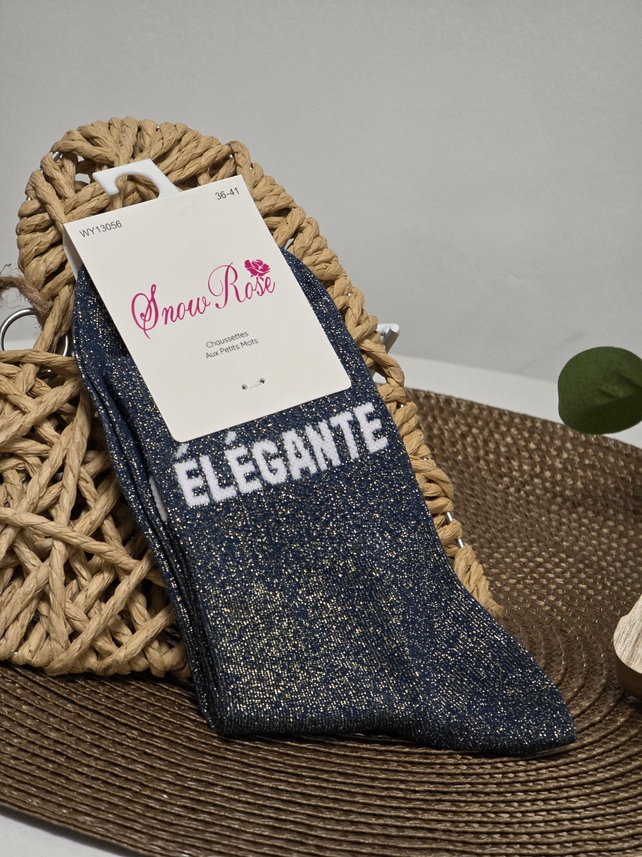 ELEGANTE - Chaussette à Paillette Bleu