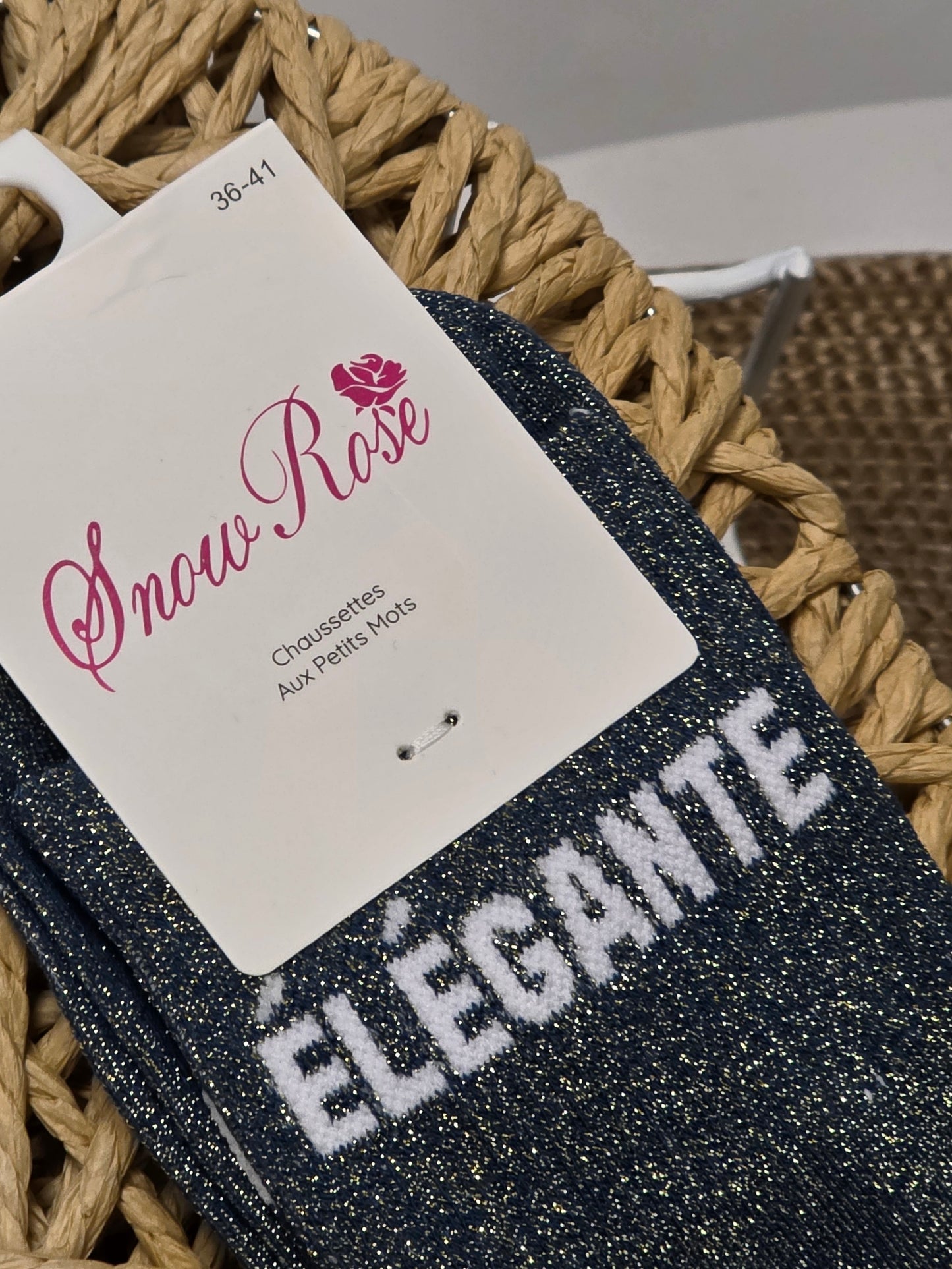 ELEGANTE - Chaussette à Paillette Bleu