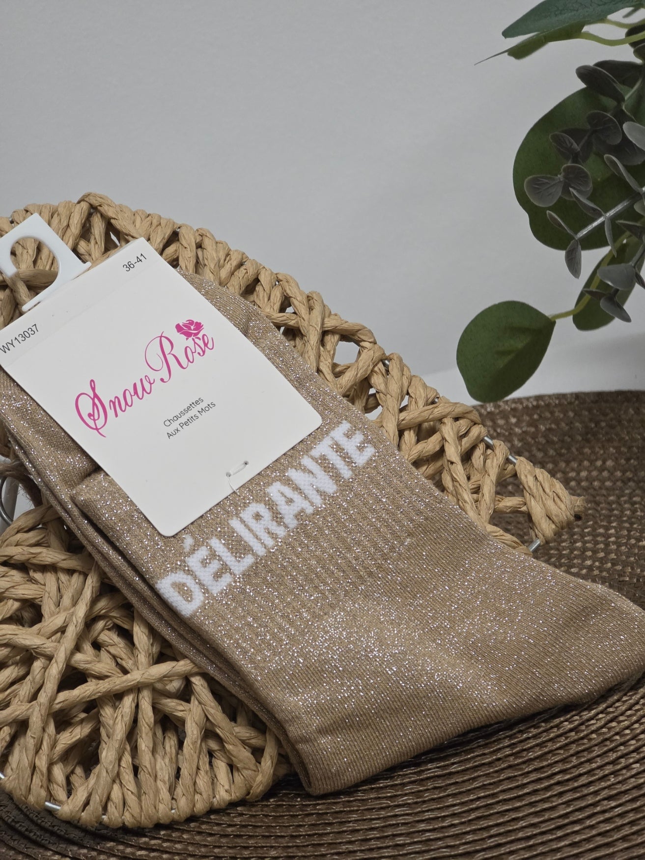 DELIRANTE - Chaussette à Paillette Taupe