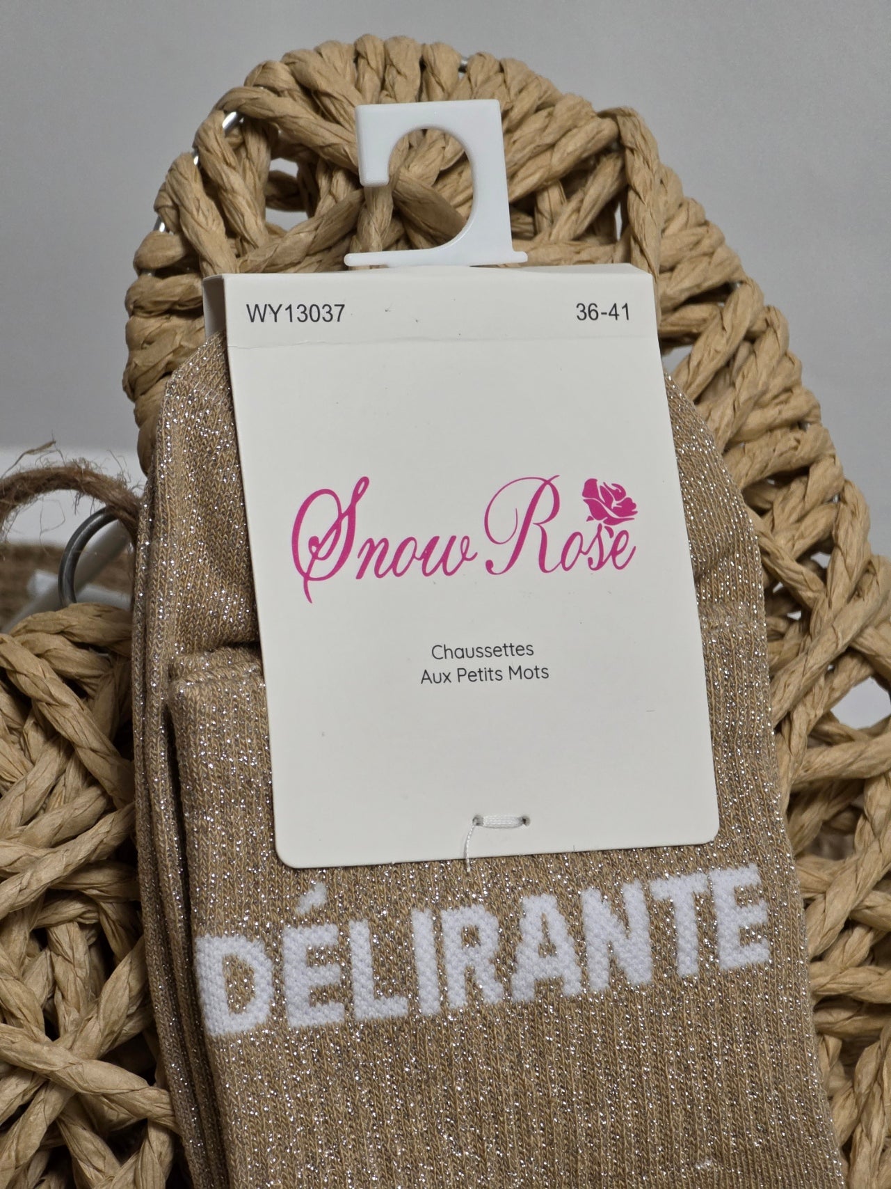 DELIRANTE - Chaussette à Paillette Taupe