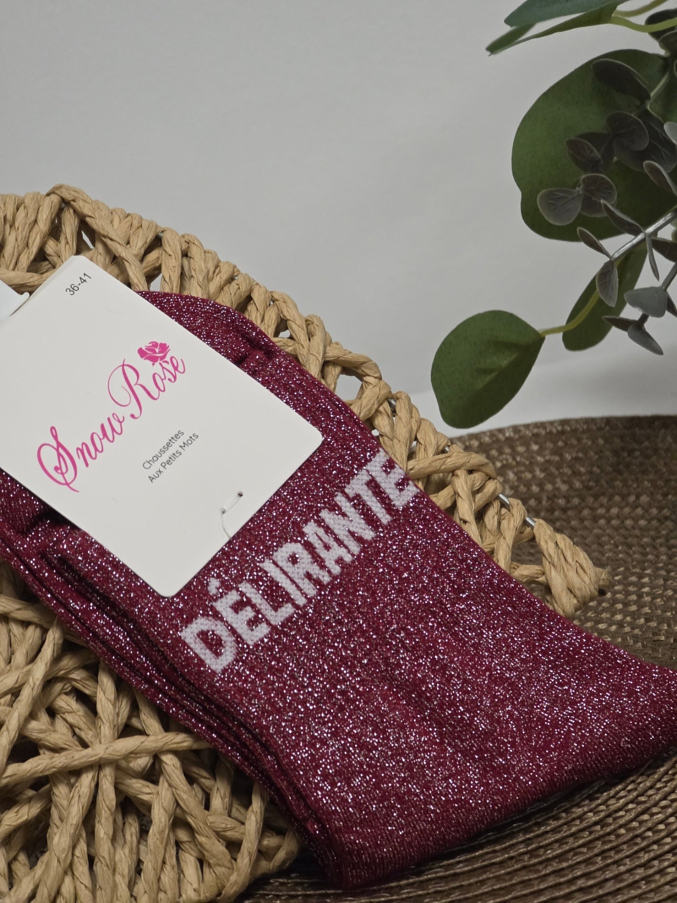 DELIRANTE - Chaussette à Paillette Bordeaux