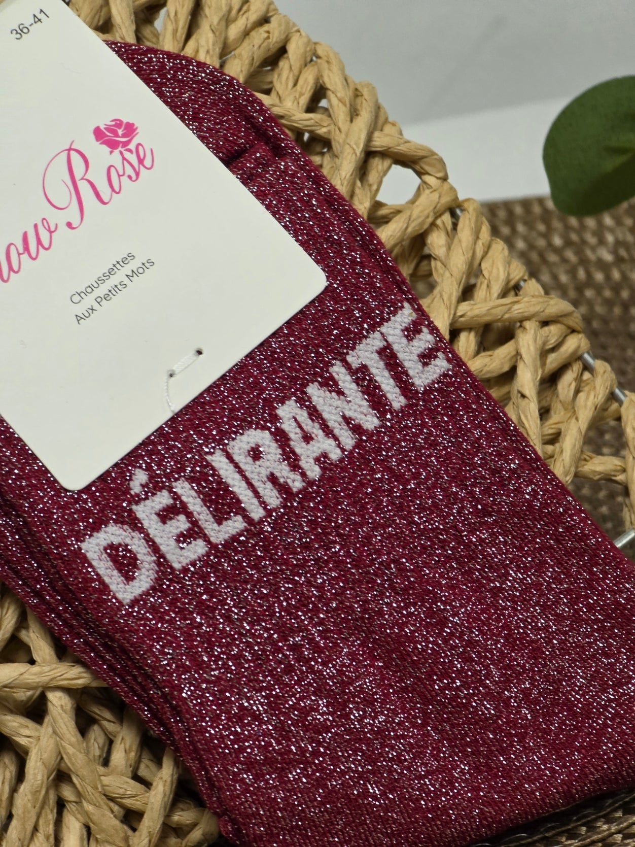 DELIRANTE - Chaussette à Paillette Bordeaux