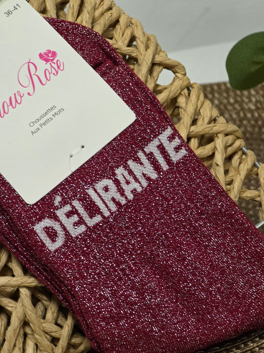 DELIRANTE - Chaussette à Paillette Bordeaux