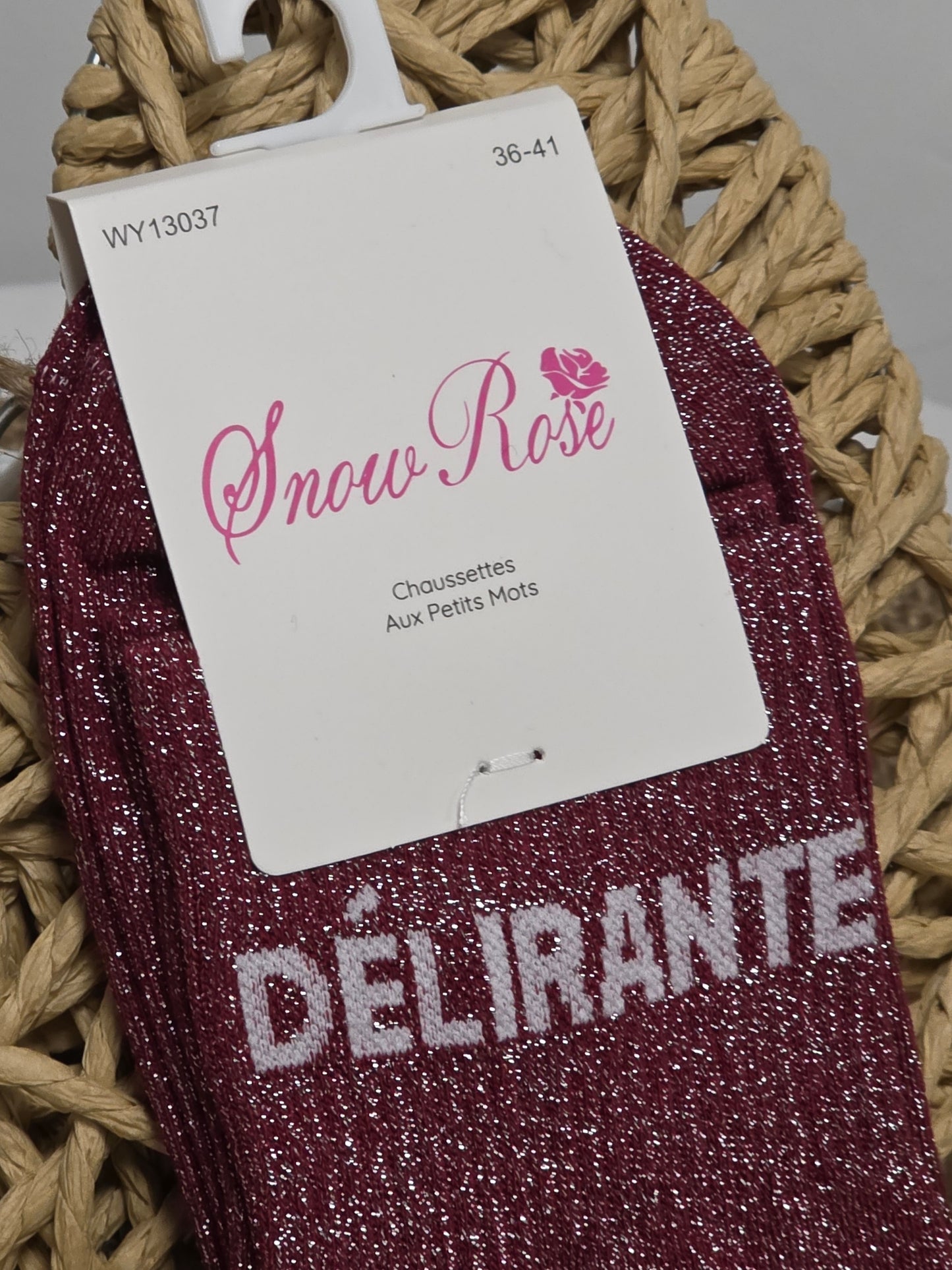DELIRANTE - Chaussette à Paillette Bordeaux