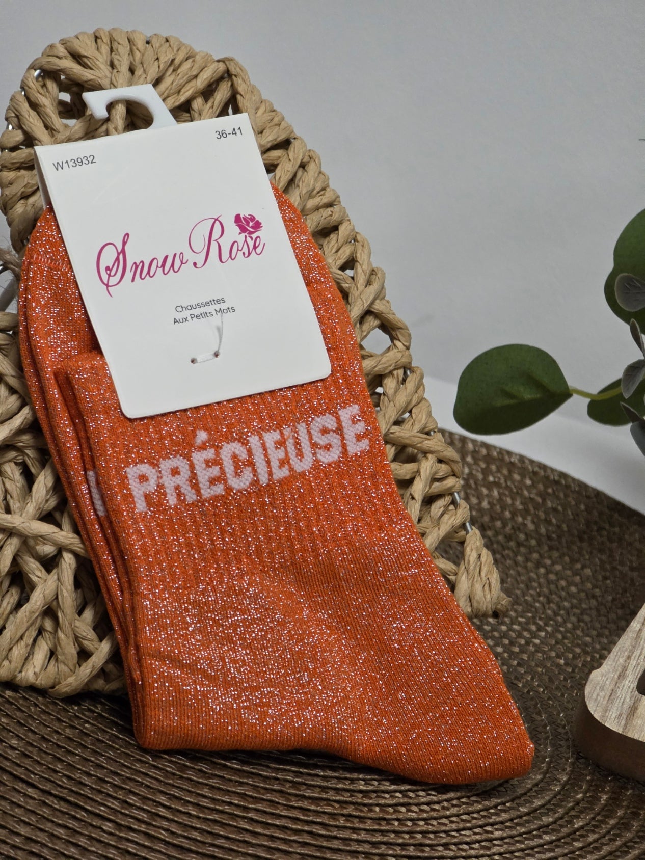 PRECIEUSE - Chaussette à Paillette Orange