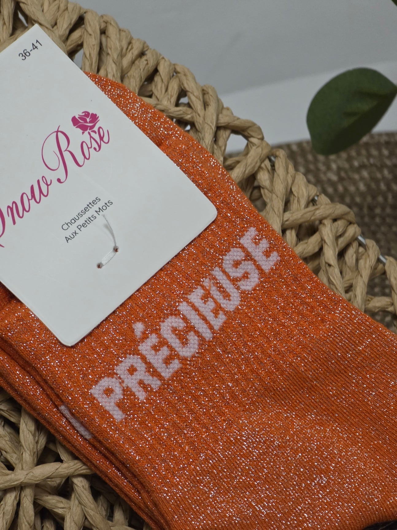 PRECIEUSE - Chaussette à Paillette Orange