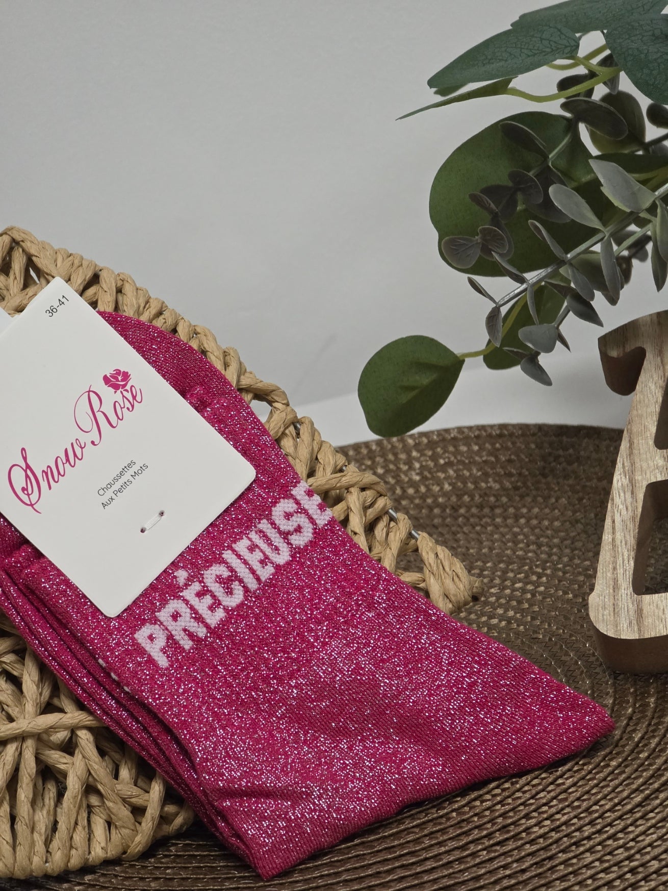 PRECIEUSE - Chaussette à Paillette Fuchsia