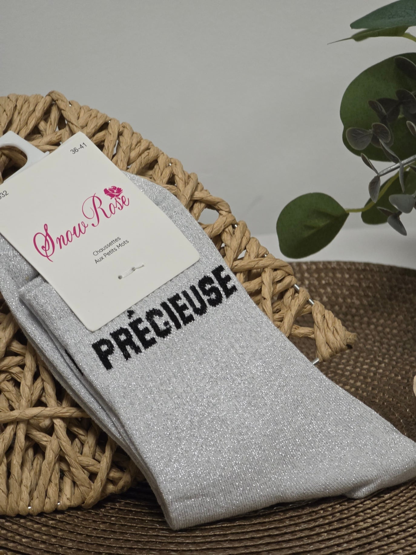 PRECIEUSE - Chaussette à Paillette Gris Clair
