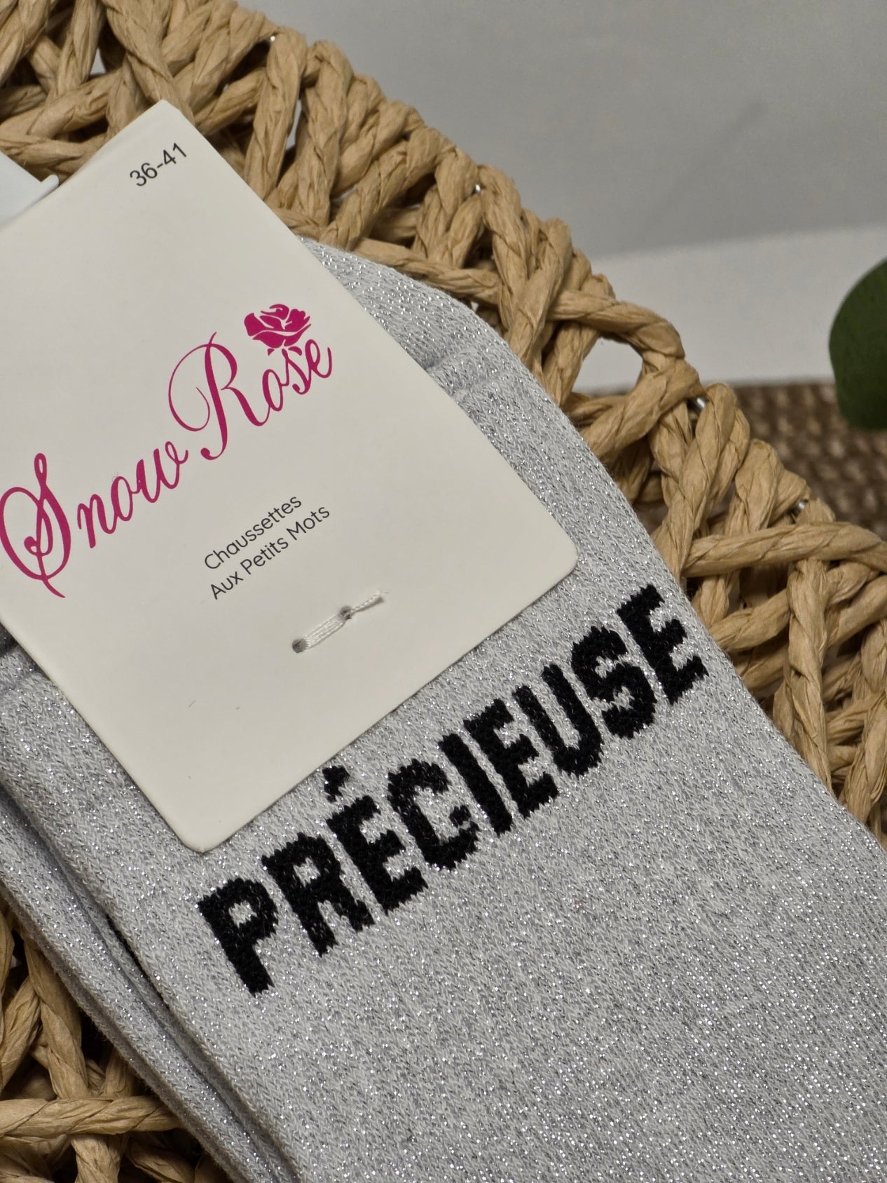 PRECIEUSE - Chaussette à Paillette Gris Clair