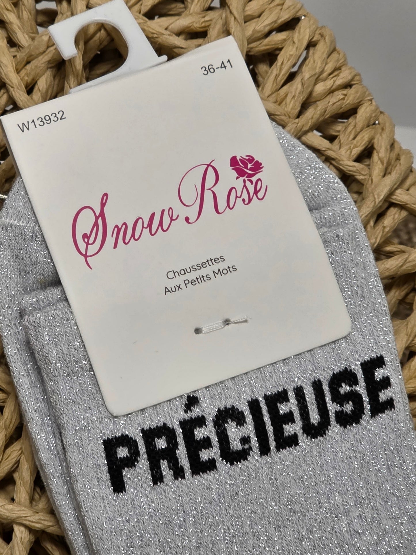 PRECIEUSE - Chaussette à Paillette Gris Clair