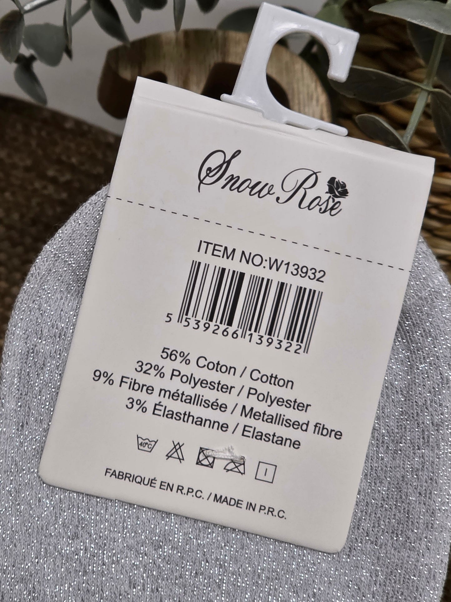 PRECIEUSE - Chaussette à Paillette Gris Clair