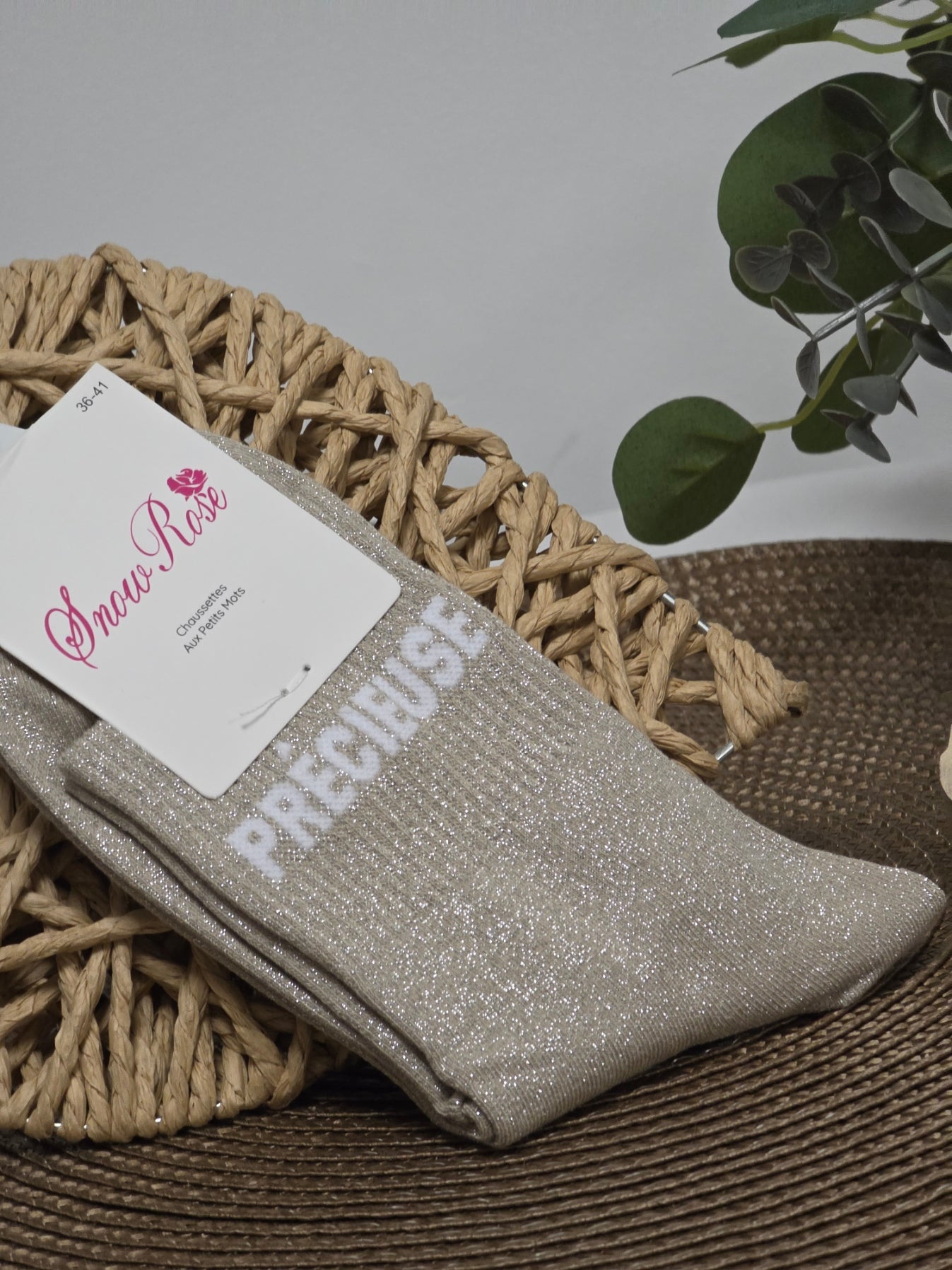 PRECIEUSE - Chaussette à Paillette Taupe
