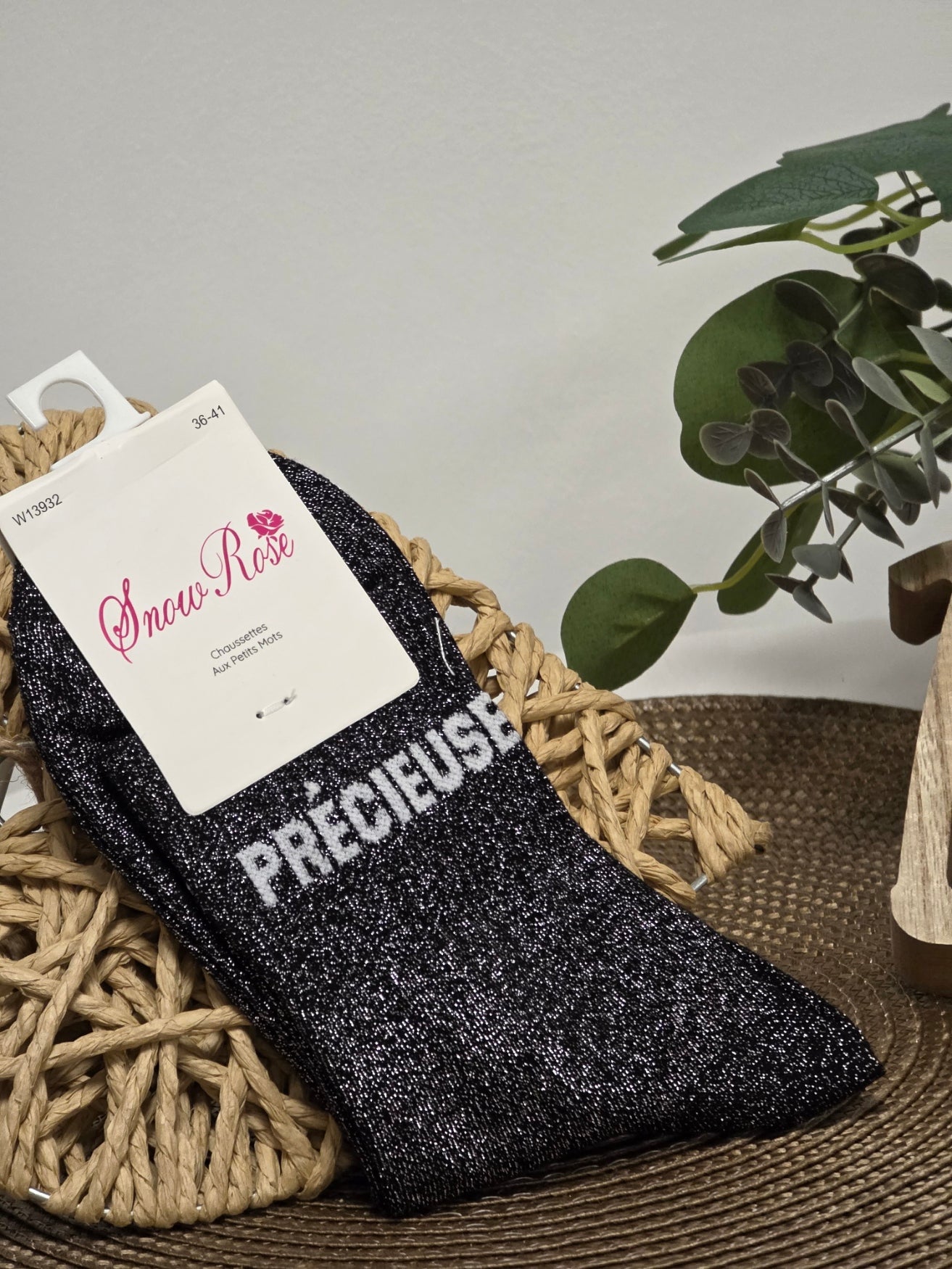 PRECIEUSE - Chaussette à Paillette Noir