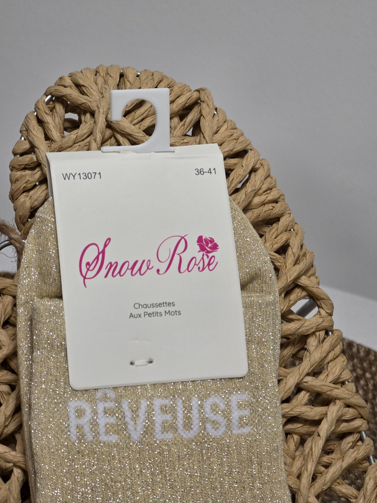 REVEUSE - Chaussette à Paillette Beige