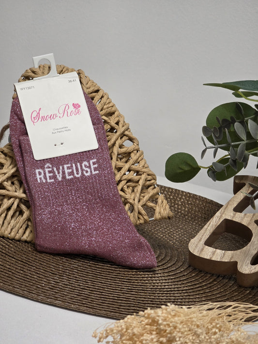 REVEUSE - Chaussette à Paillette Violine
