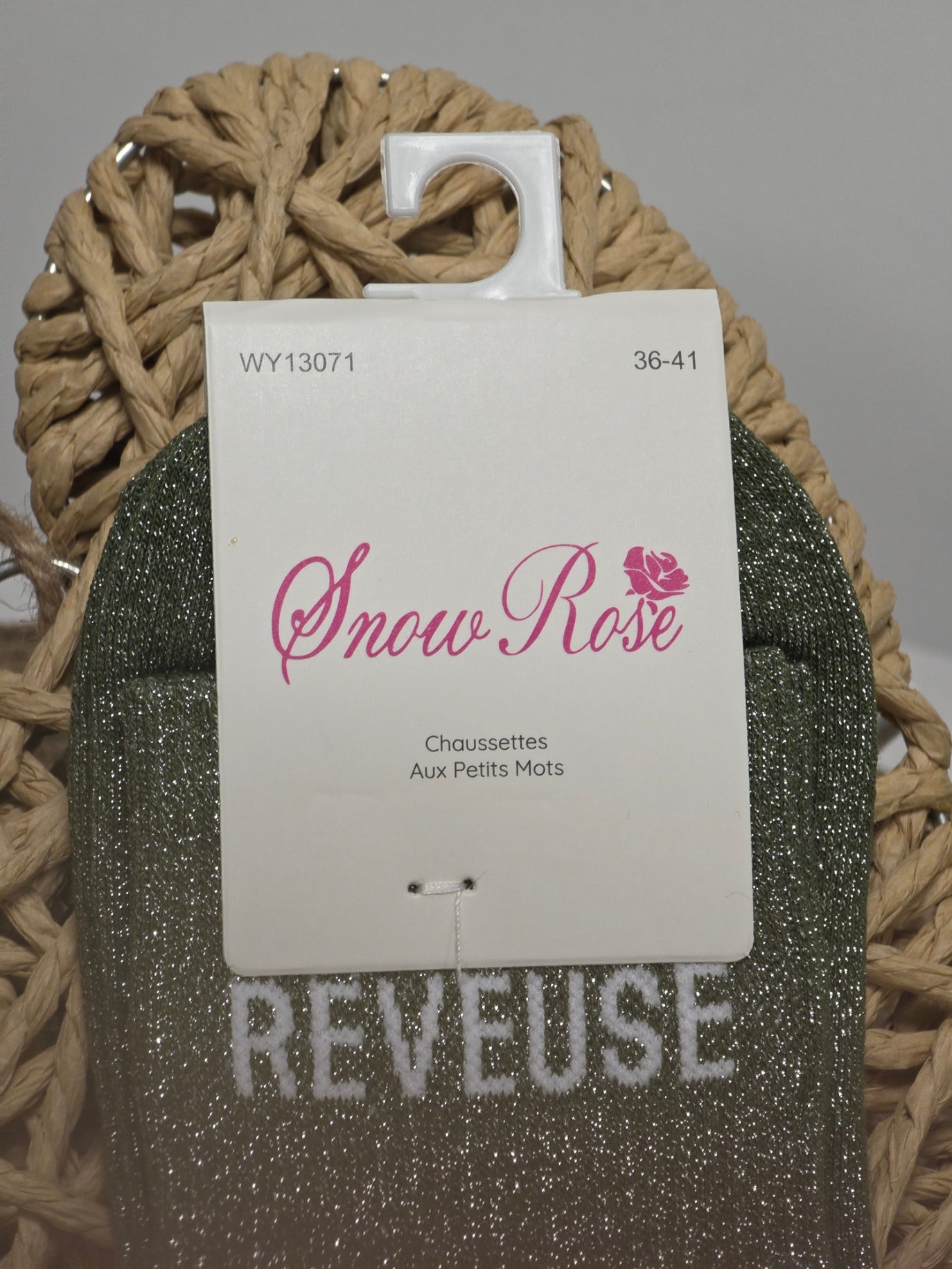 REVEUSE - Chaussette à Paillette Vert