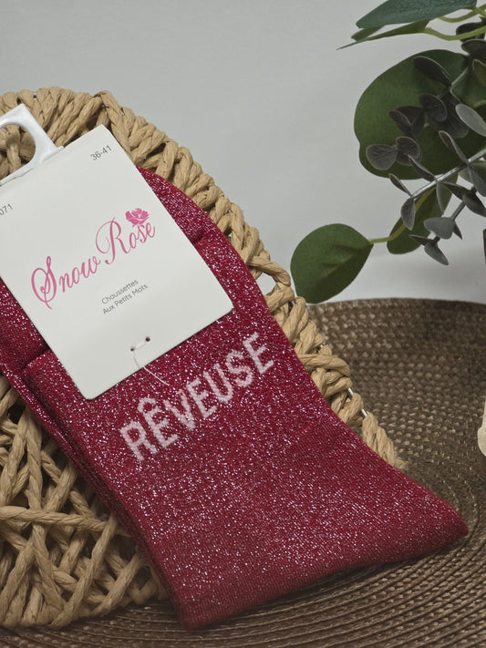 REVEUSE - Chaussette à Paillette Bordeaux