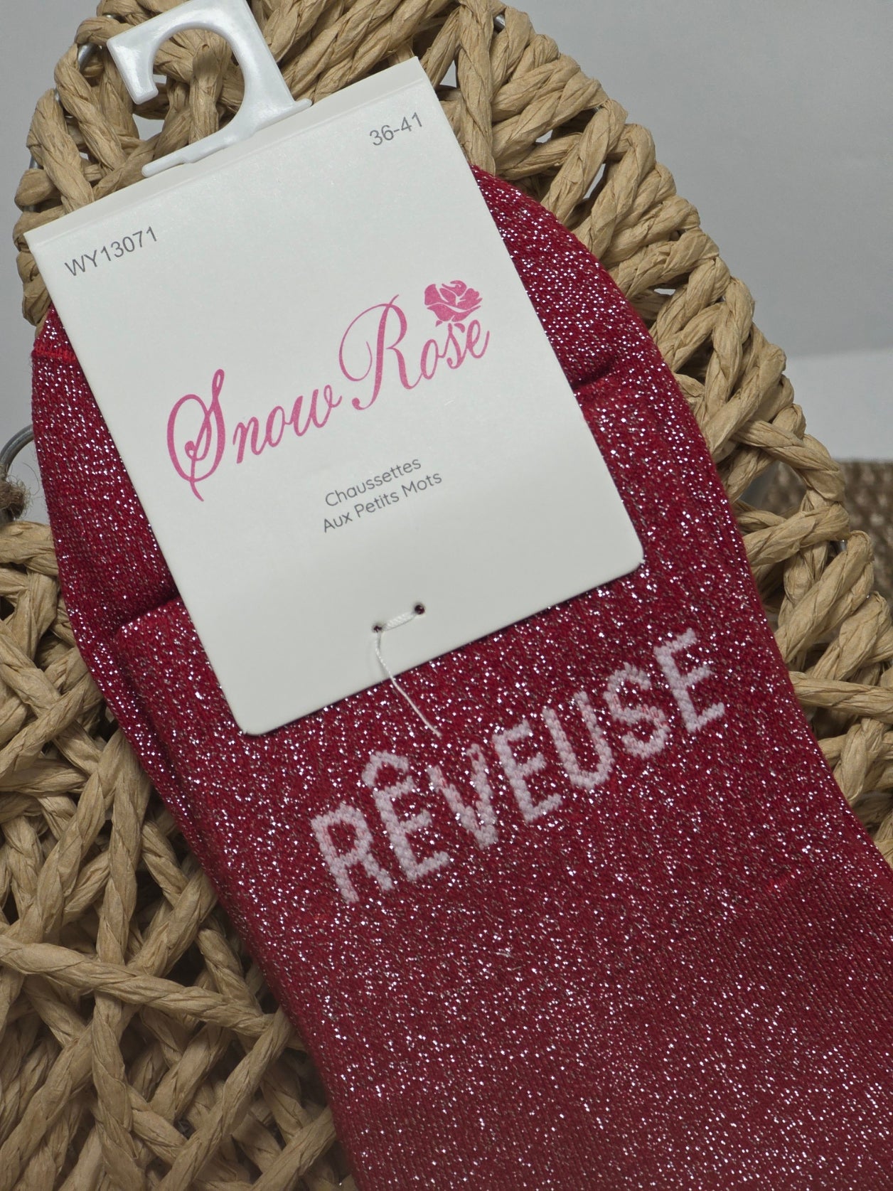 REVEUSE - Chaussette à Paillette Bordeaux