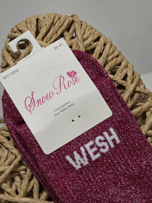 WESH - Chaussette à Paillette Fuchsia