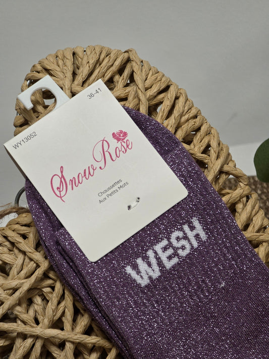 WESH - Chaussette à Paillette Violet