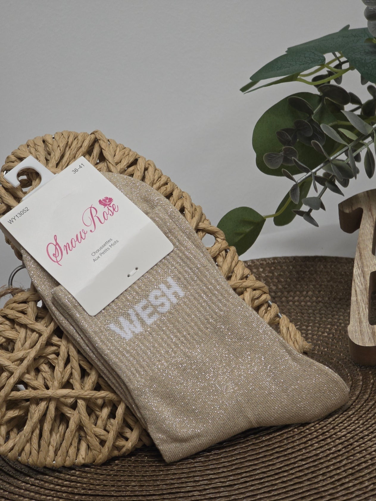 WESH - Chaussette à Paillette Beige