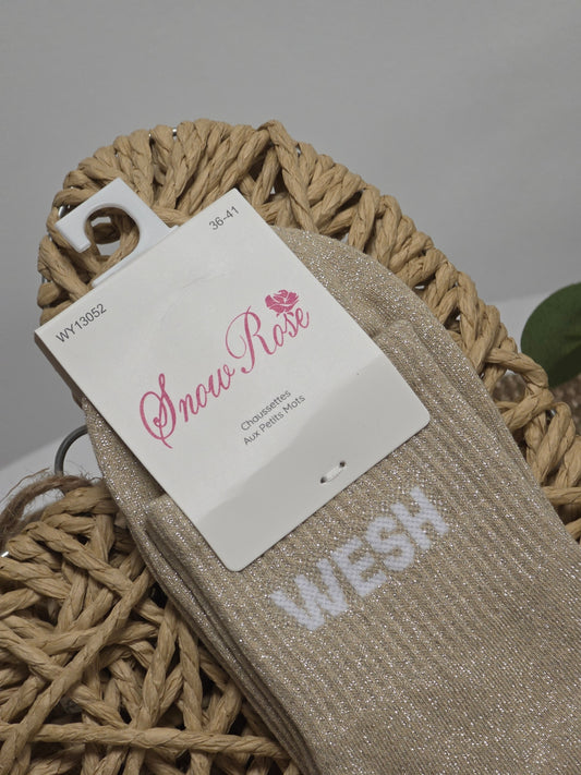 WESH - Chaussette à Paillette Beige
