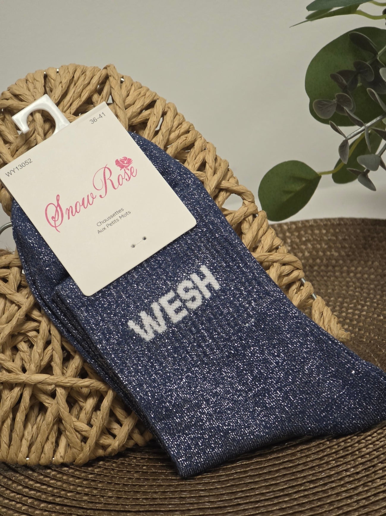 WESH - Chaussette à Paillette Bleu