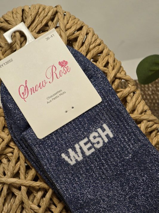 WESH - Chaussette à Paillette Bleu
